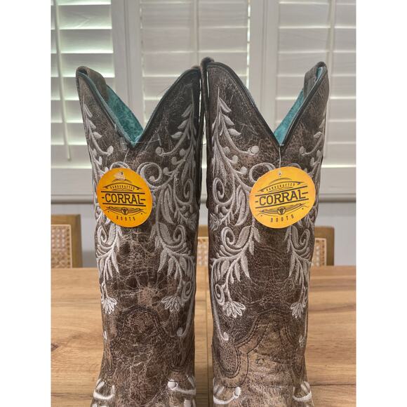 Corral Womens Distressed Filigree Embroidery Western Boots Size 9 NWT Square Toe - Picture 7 of 15